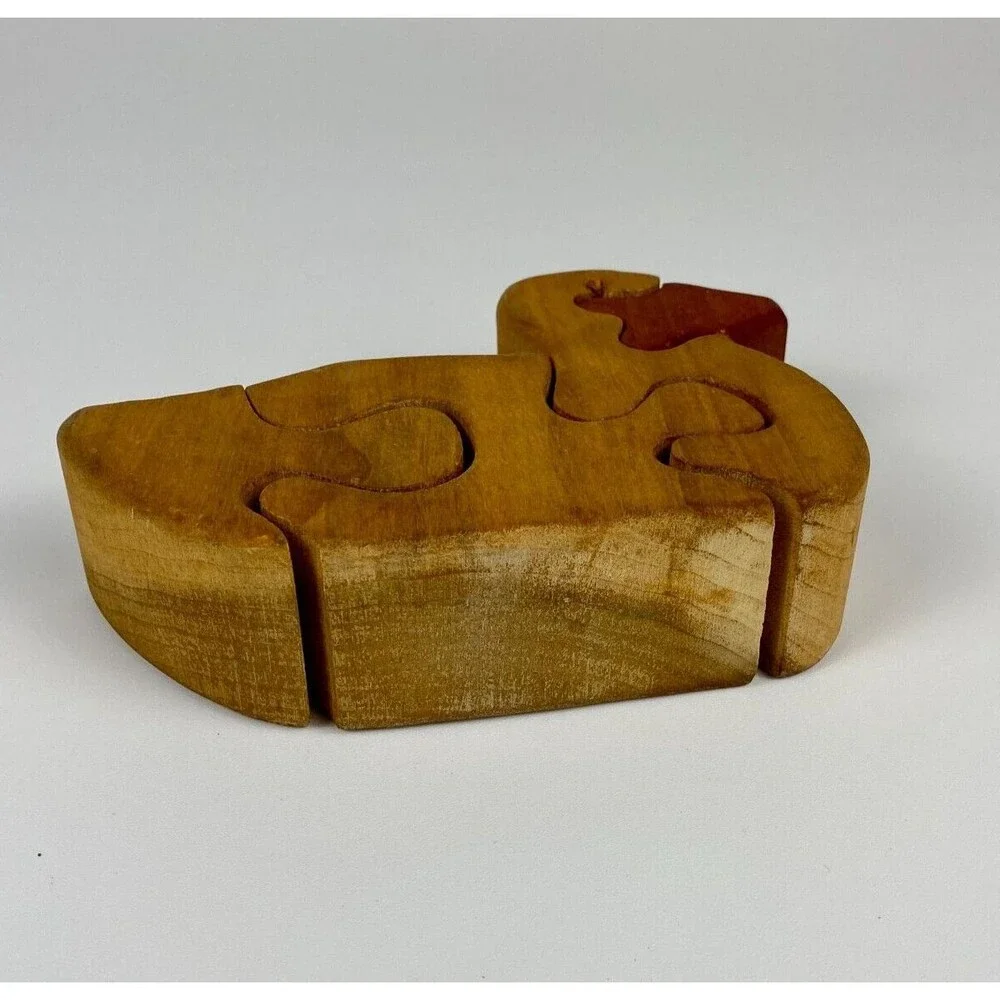VTG Funky Pop Art Wooden Duck Jigsaw Puzzle Figurine Retro Decor 6